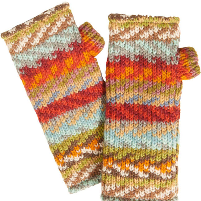 HIMALAYA wollen polswarmers STRIPES RAINBOW