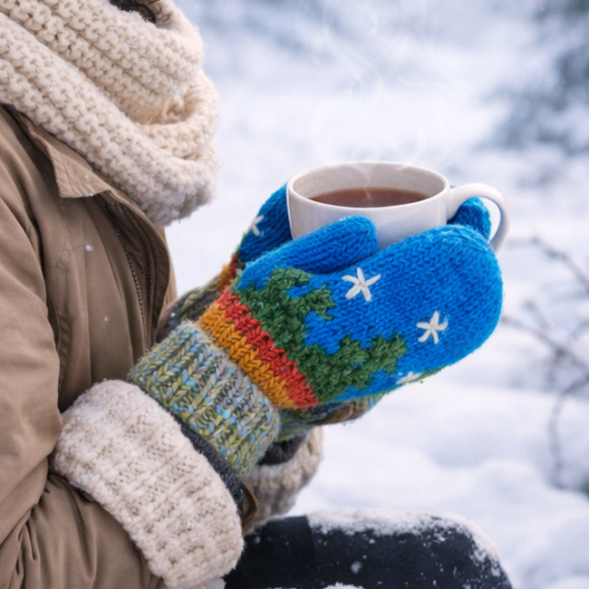 HIMALAYA Wollfäustlinge WINTER BRIGHT mit Baumwollfutter