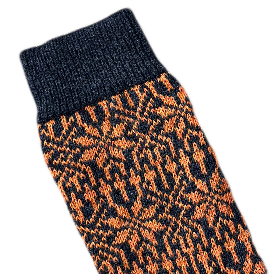 HIRSCH Noorse pure wollen sokken ANTRACIET ORANJE 030 42