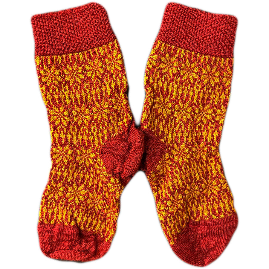 HIRSCH Dunne wollen sokken BABY Noors 056 211 ROOD OKER