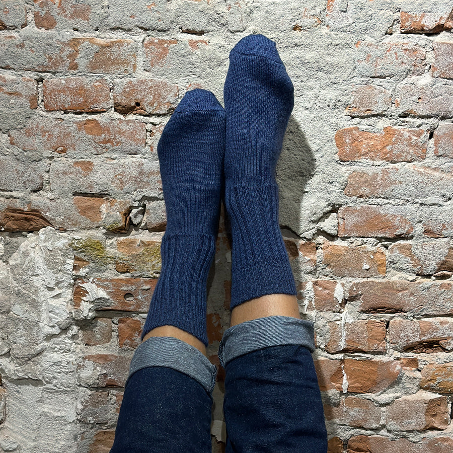 Hirsch Natur wollen sokken effen  JEANS BLAUW  151 09