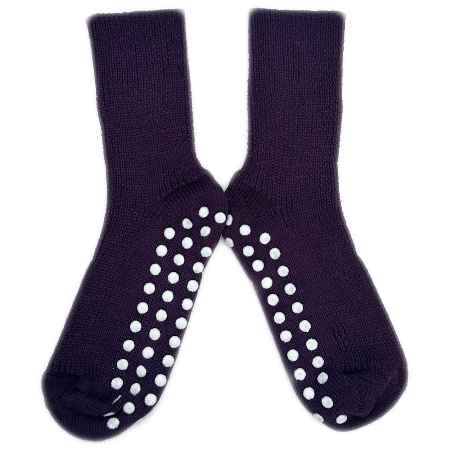 HIRSCH wollen ANTISLIP sokken kind effen 782 06 AUBERGINE
