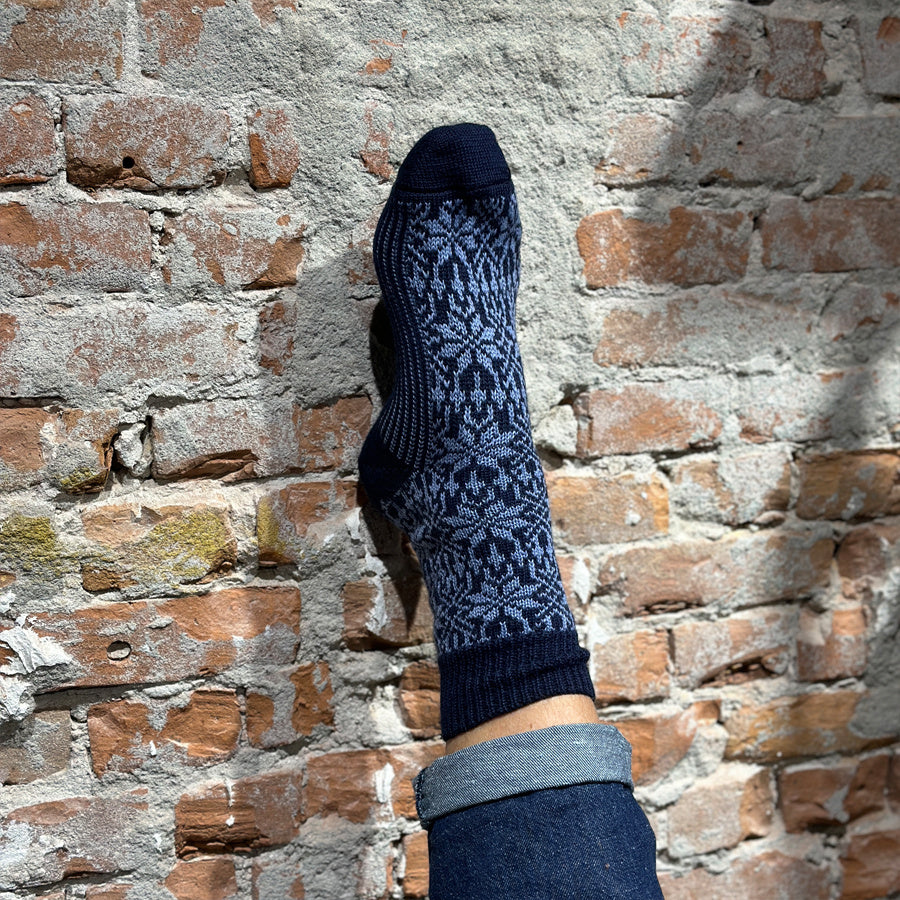 HIRSCH NATUR Noorse wollen sokken BLAUW DONKERBLAUW  030 88