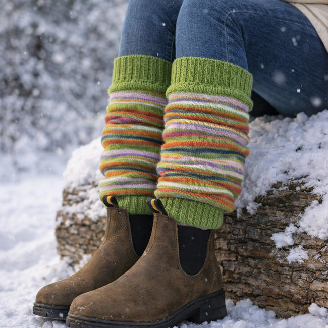Hirsch Natur lange wollen beenwarmers REGENBOOG groen 115E  54