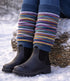 Hirsch Natur lange wollen beenwarmers REGENBOOG blauw 115E  09