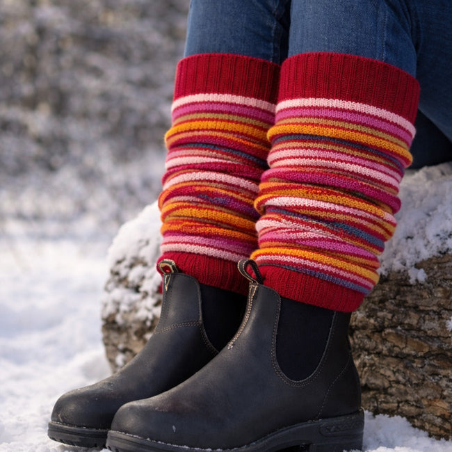 HIRSCH NATUR lange wollen beenwarmers REGENBOOG ROOD 115E  31