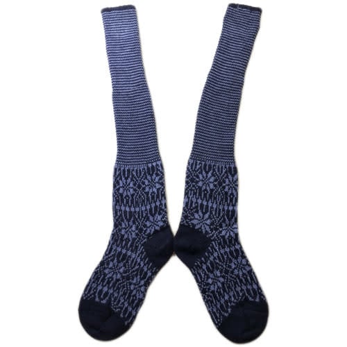 HIRSCH NATUR wollen Noorse KNIEKOUSEN donkerblauw lichtblauw 430 88