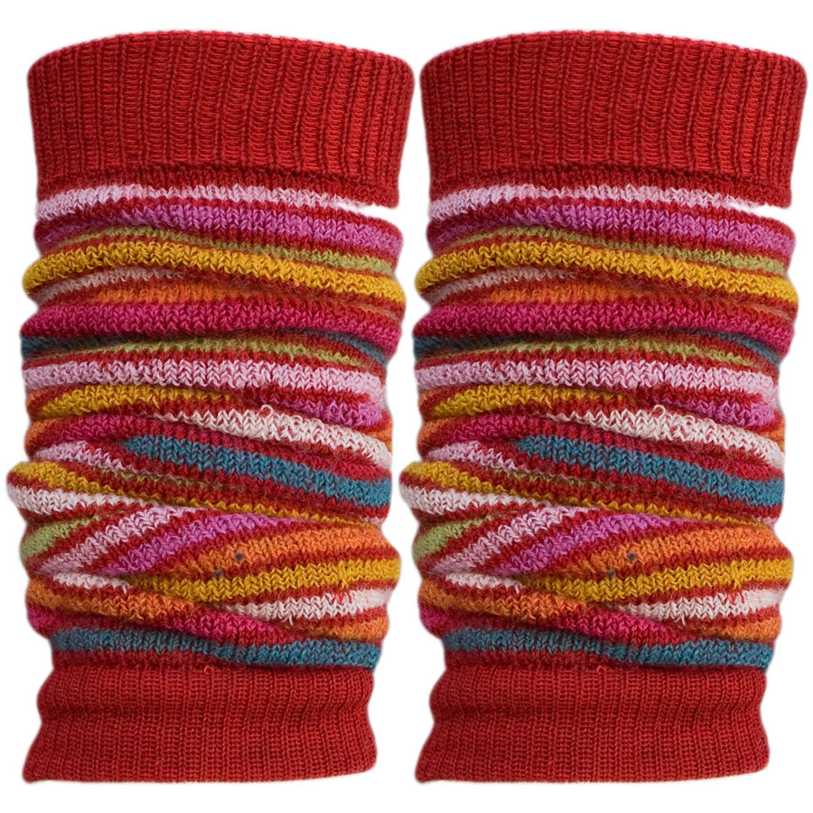 HIRSCH NATUR lange wollen beenwarmers REGENBOOG ROOD 115E  31