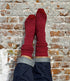 HIRSCH NATUR wollen Noorse KNIEKOUSEN rood roze 430 188