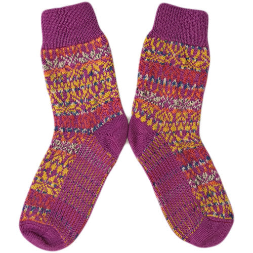HIRSCH Noorse wollen sokken PINK GEKLEURD 030 99