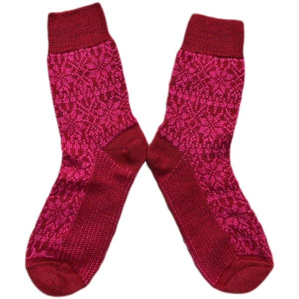 Hirsch Natur Noorse wollen sokken ROZE ROOD 030 188