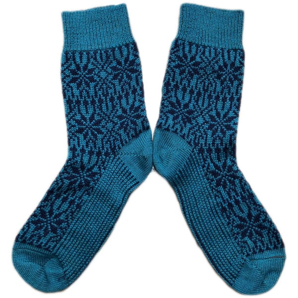 Hirsch Natur Noorse wollen sokken PETROL BLAUW 030 180