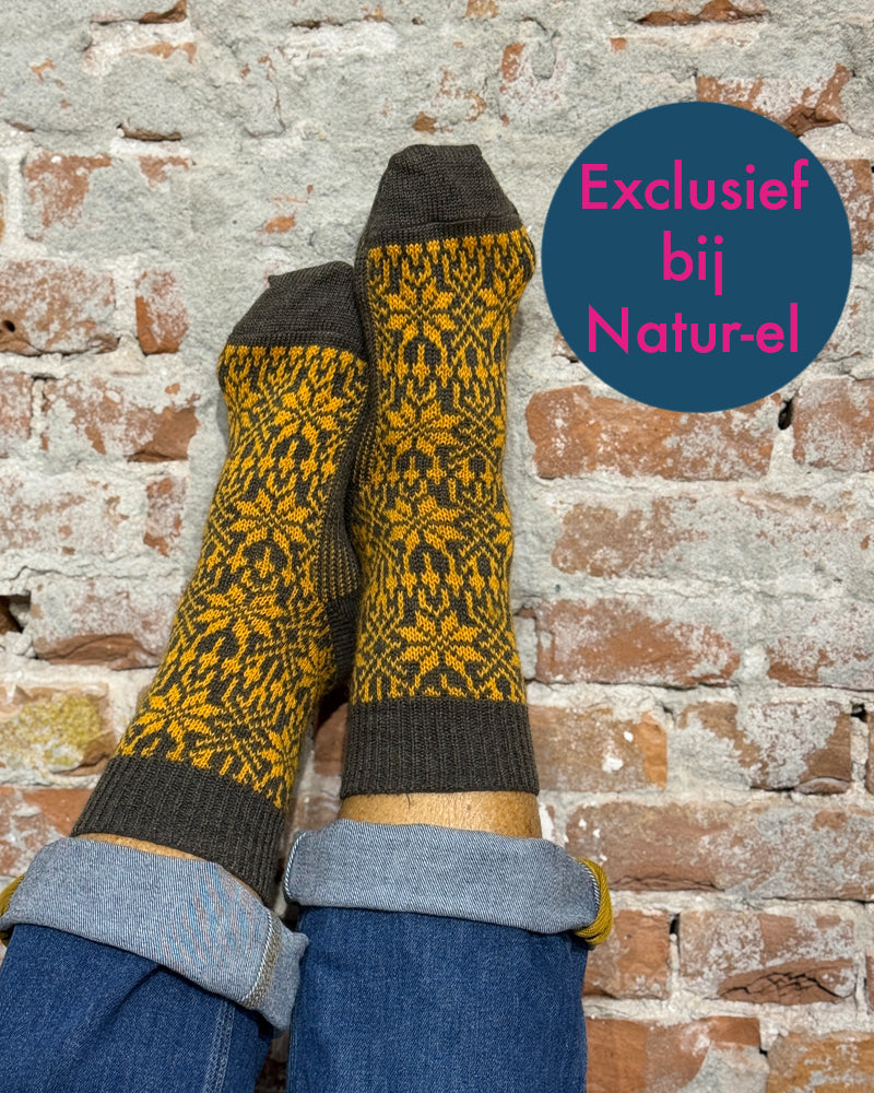 HIRSCH Noorse wollen sokken NOT SAD BEIGE 030 452 EXCLUSIEF bij Natur-el