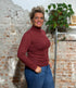 HOCOSA Wol zijde coltrui dames BORDEAUX