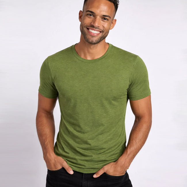 HOCOSA wollen shirt korte mouw pure wol heren BOSGROEN