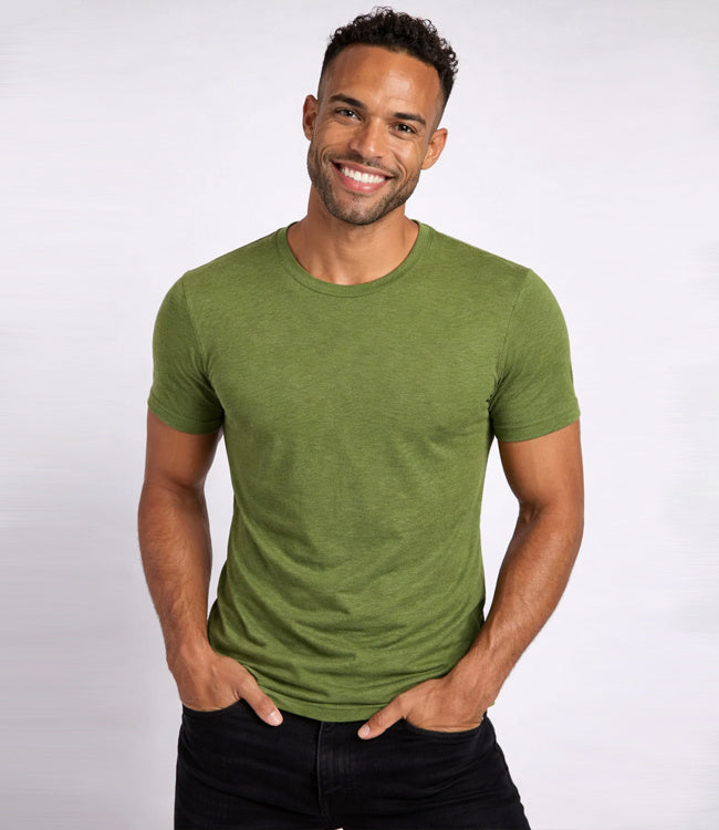 HOCOSA wollen shirt korte mouw pure wol heren BOSGROEN