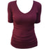 Hocosa shirt korte mouw wol zijde v-hals BORDEAUX dames