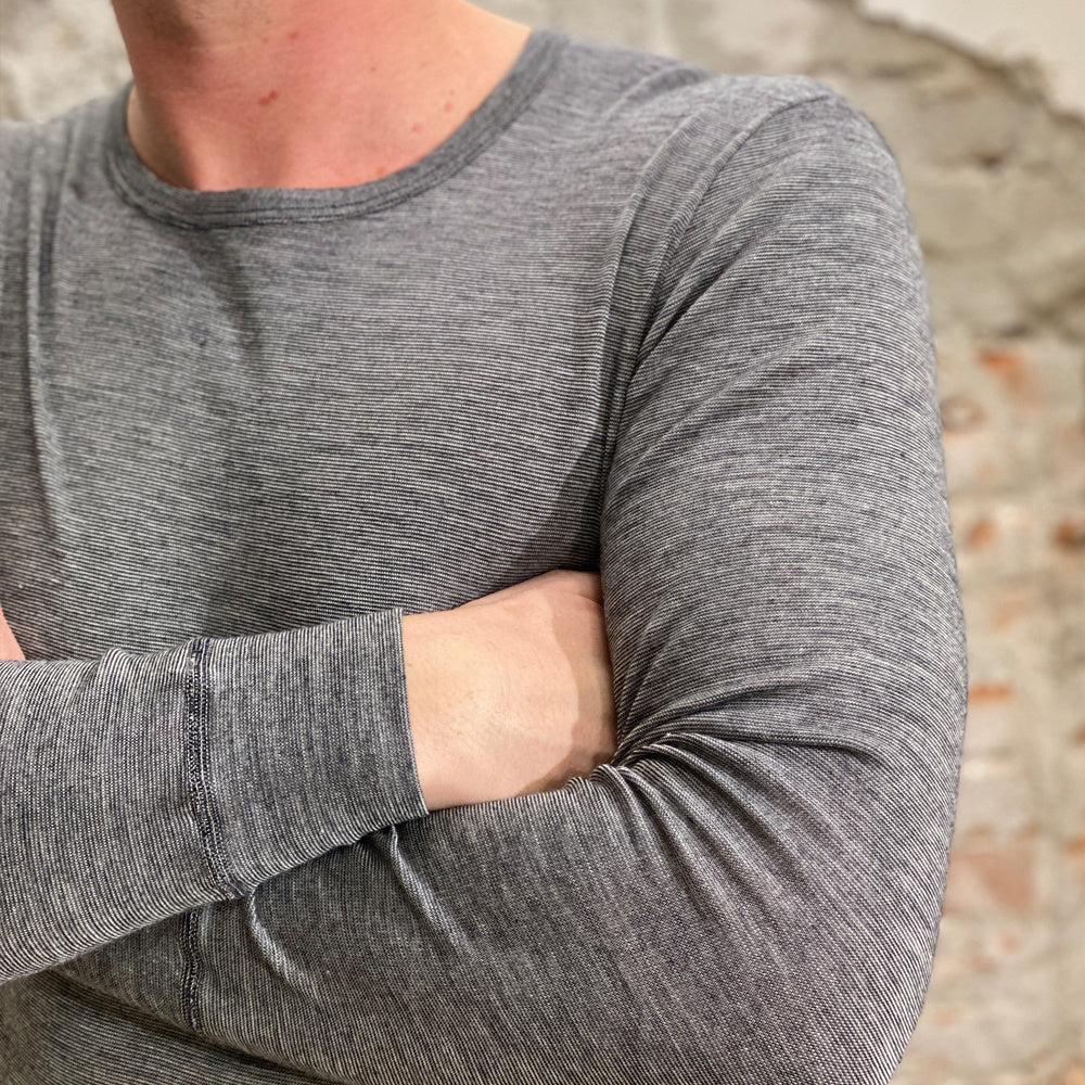 HOCOSA longsleeve van biologische wol zijde heren GRIJS MELANGE