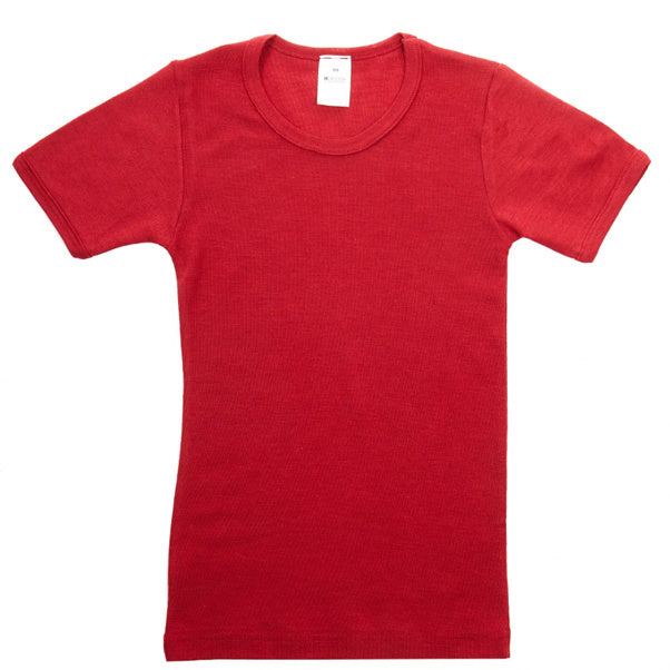 HOCOSA shirt korte mouw biologische wol zijde kind ROOD