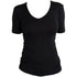 Hocosa shirt korte mouw wol zijde v-hals ZWART dames