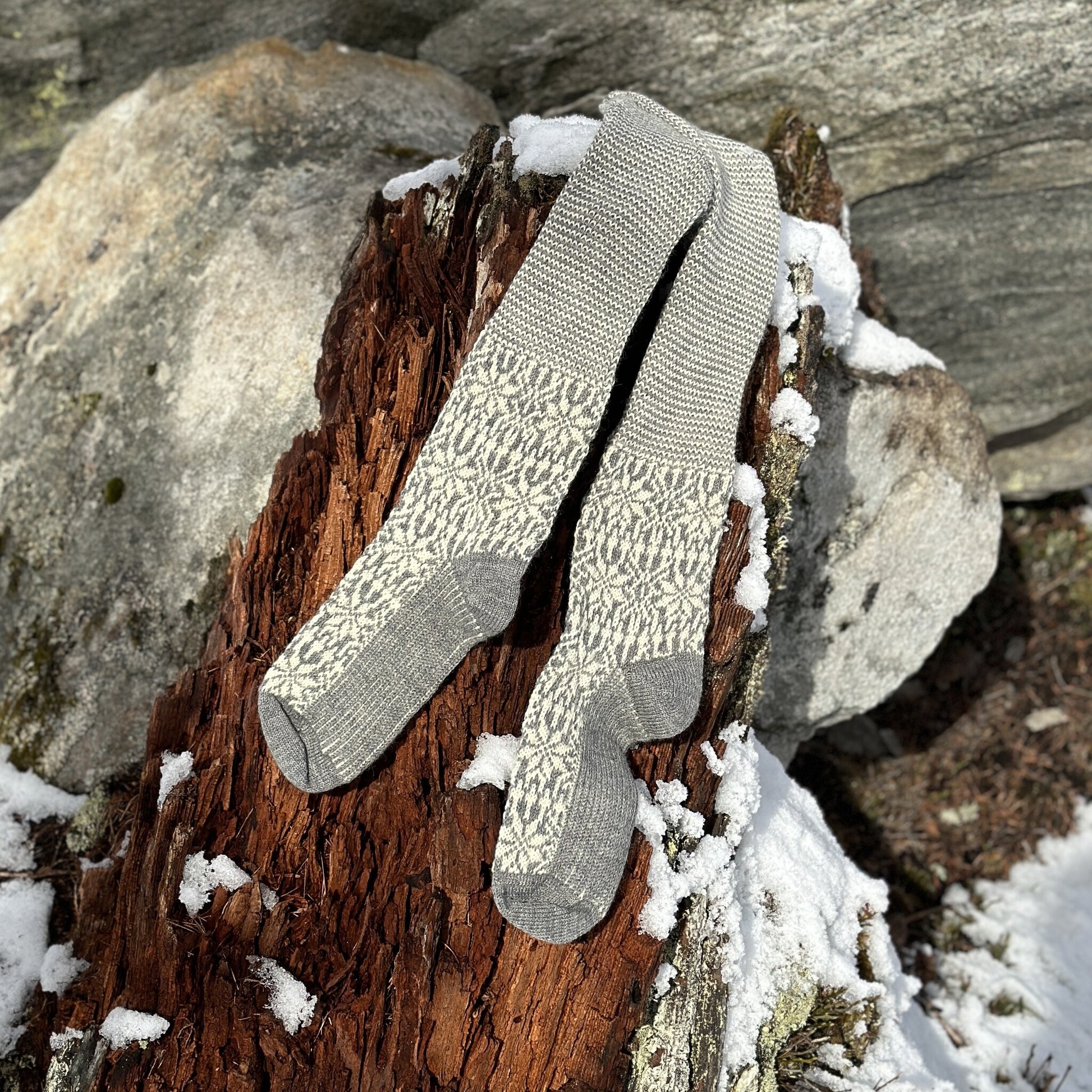 HIRSCH NATUR wollen Noorse KNIEKOUSEN grijs wit 430 39