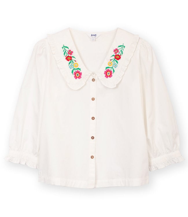 KITE witte blouse met borduursel LIV van biologisch katoen poplin
