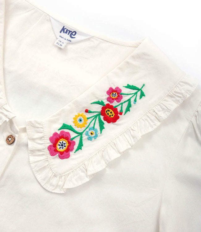 KITE witte blouse met borduursel LIV van biologisch katoen poplin