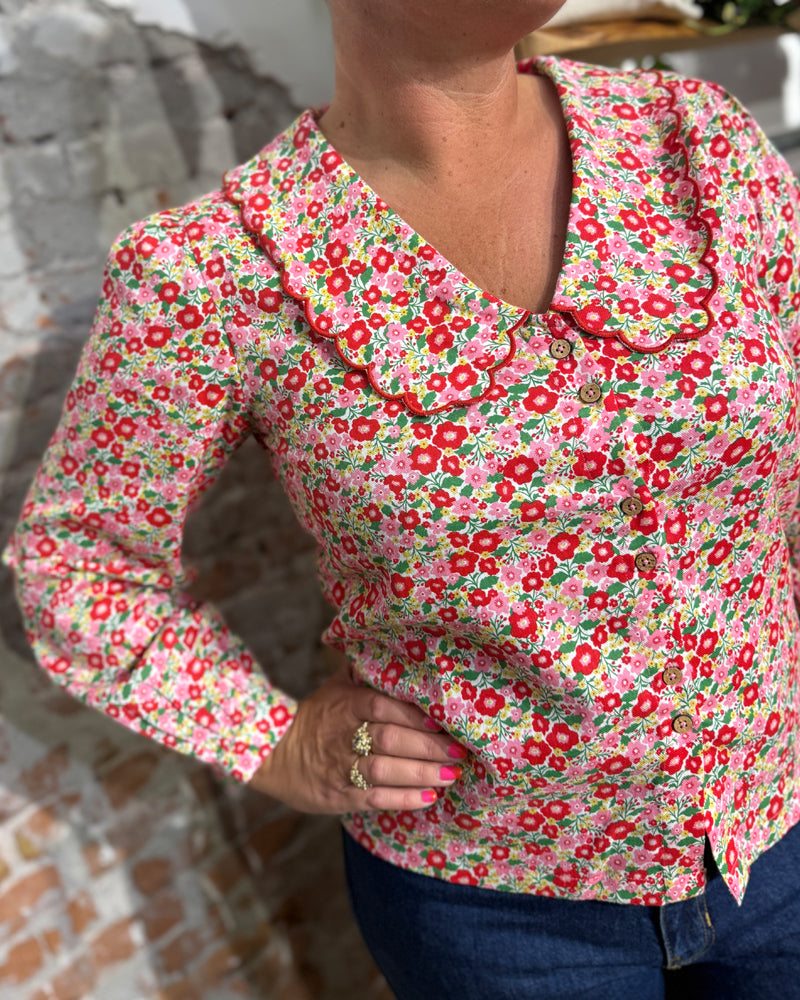KITE bloemetjes blouse LIBERTY met kraag van biologisch katoen