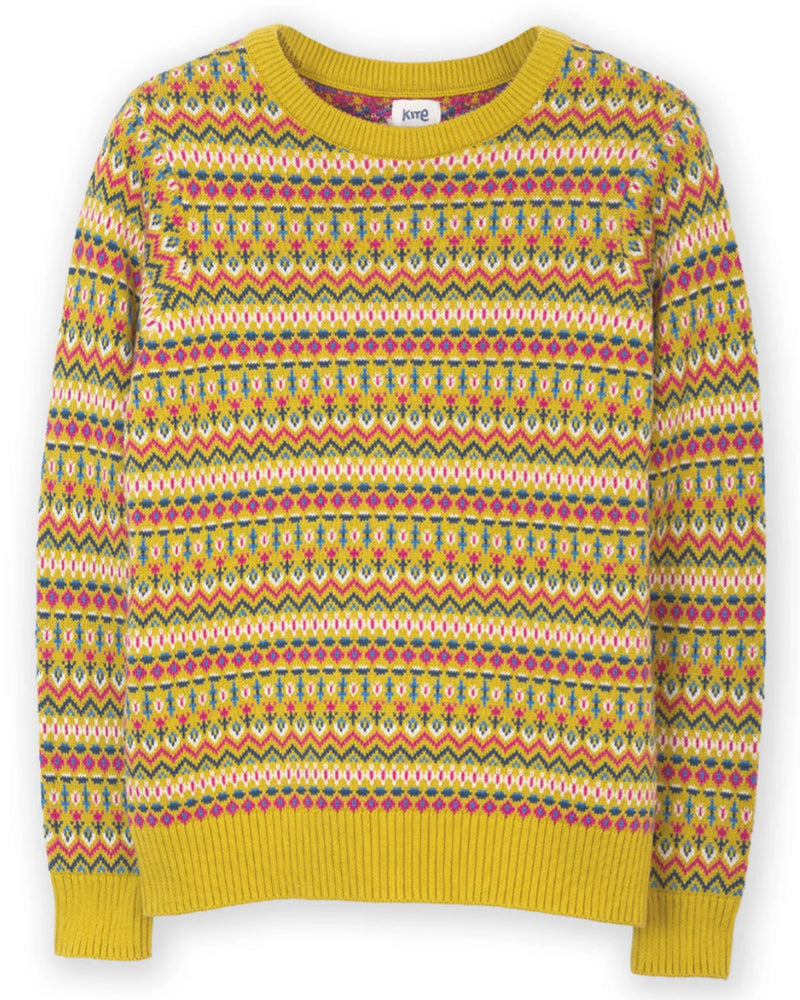 KITE gestreepte fairisle trui STELLA YELLOW van biologisch katoen