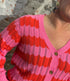 KITE gestreept vest v-hals JOLIE ROZE ROOD biologisch katoen