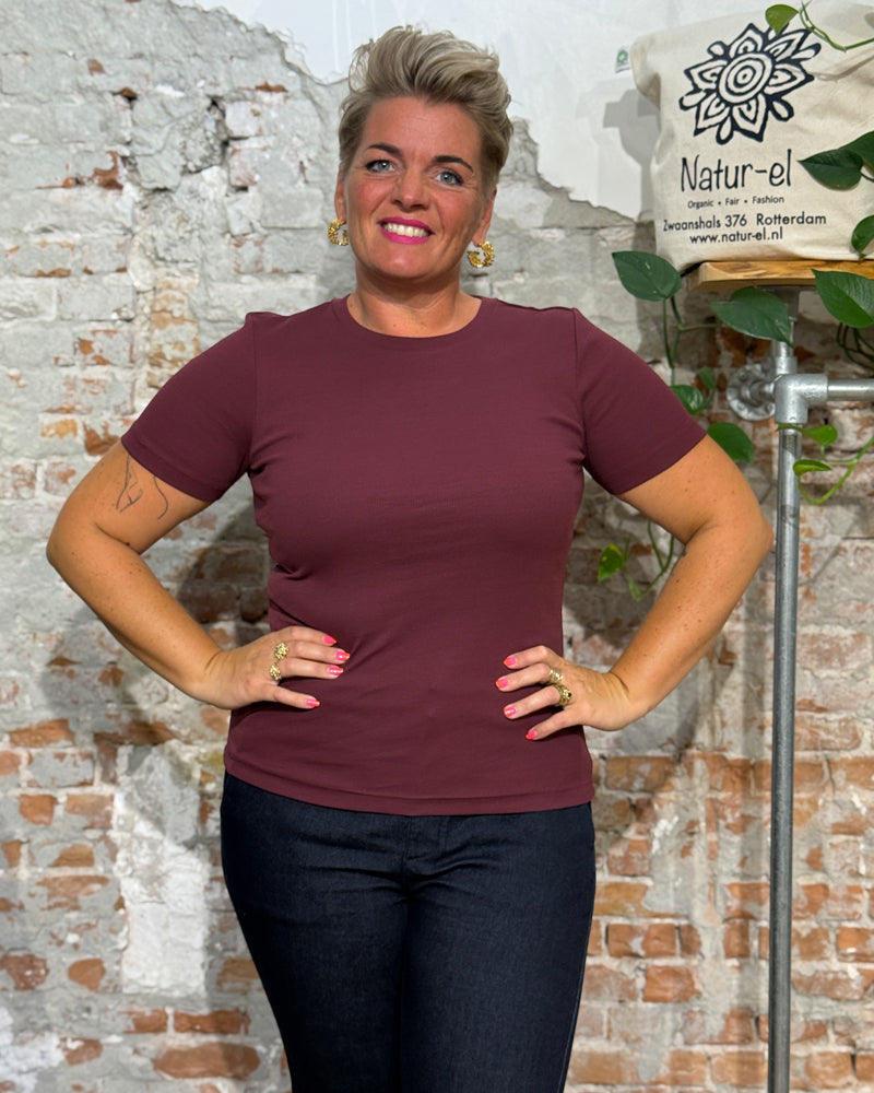 Ripp-Shirt mit Stehkragen ANA FIG Bio-Baumwolle