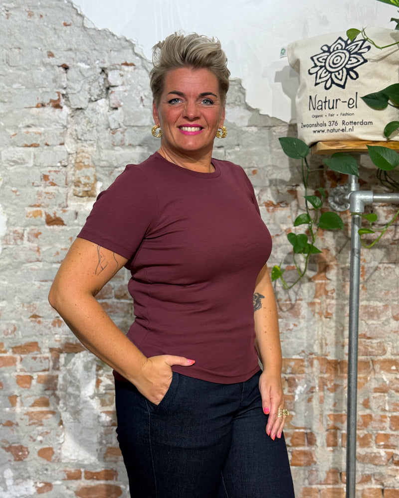 Ripp-Shirt mit Stehkragen ANA FIG Bio-Baumwolle