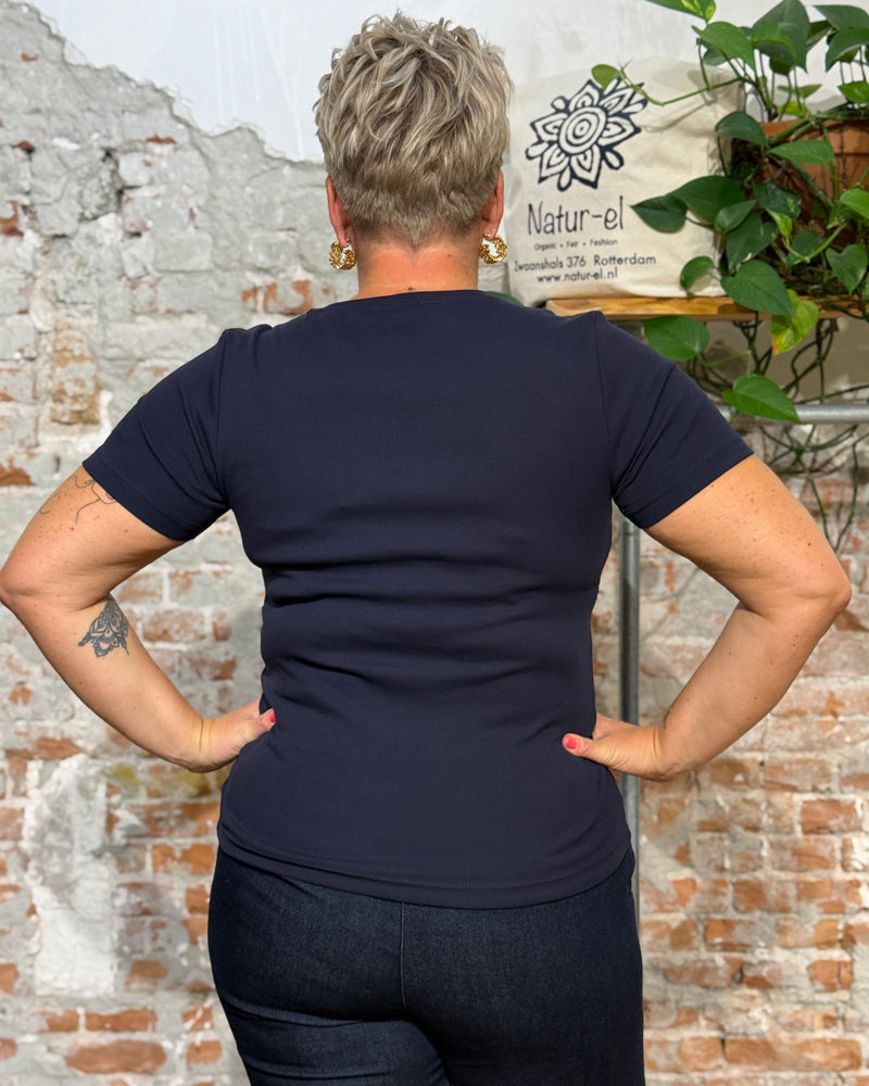 Basic Rib shirt ANA NAVY BLUE biologisch katoen KCA