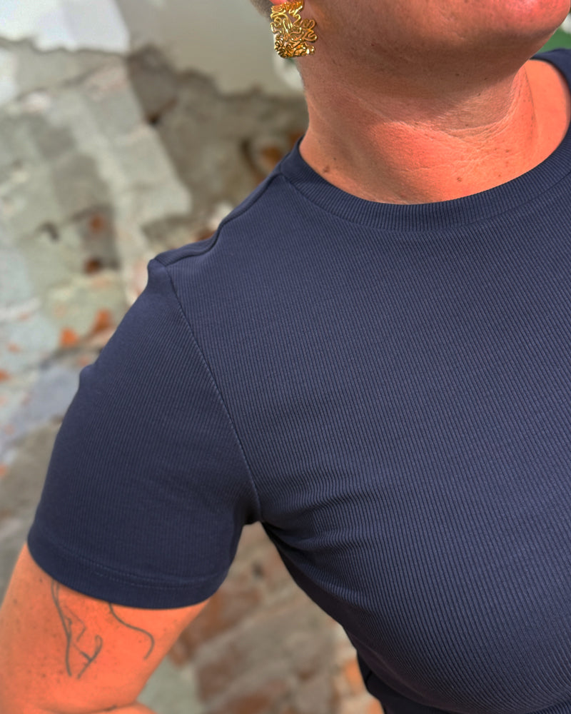 Basic Rib shirt ANA NAVY BLUE biologisch katoen KCA