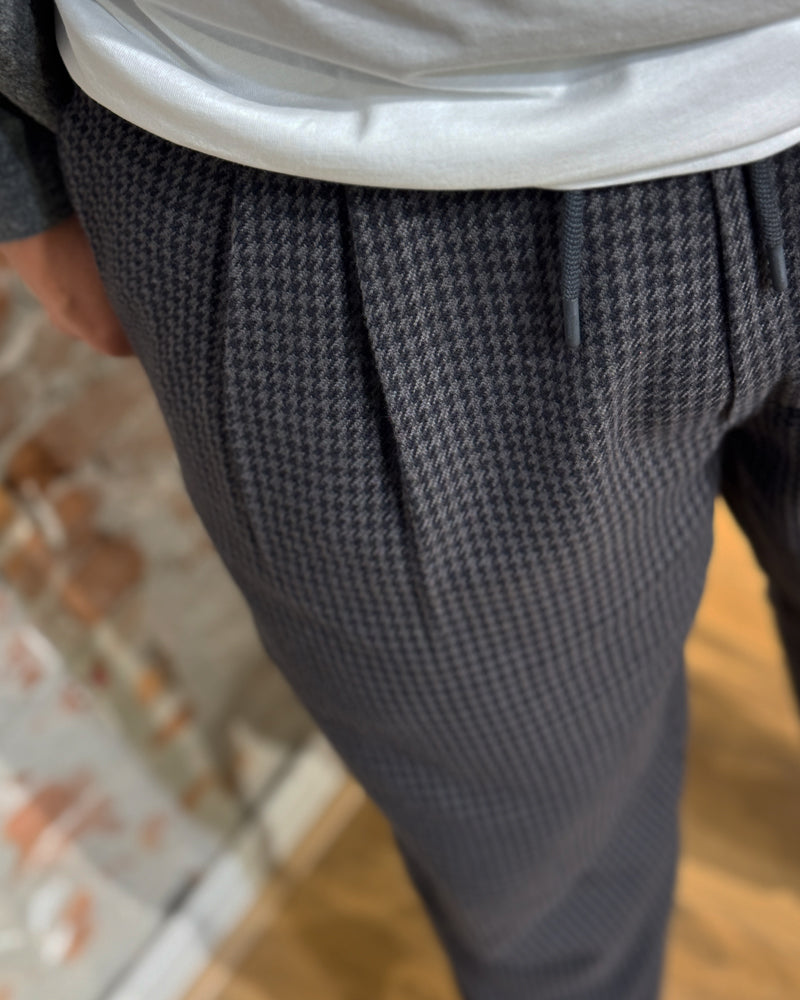 Casual broek JEFF HOUNDSTOOTH biologisch katoen KCA