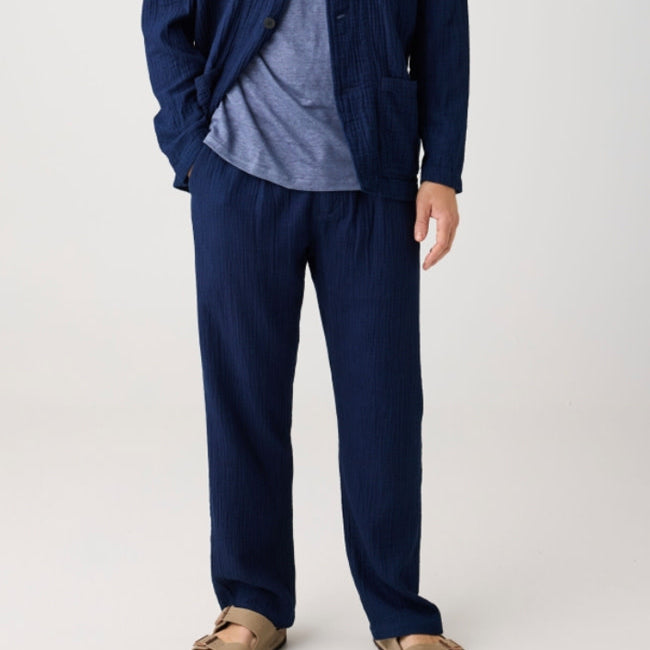 Broek van mousseline KEES NAVY 100% biologisch katoen