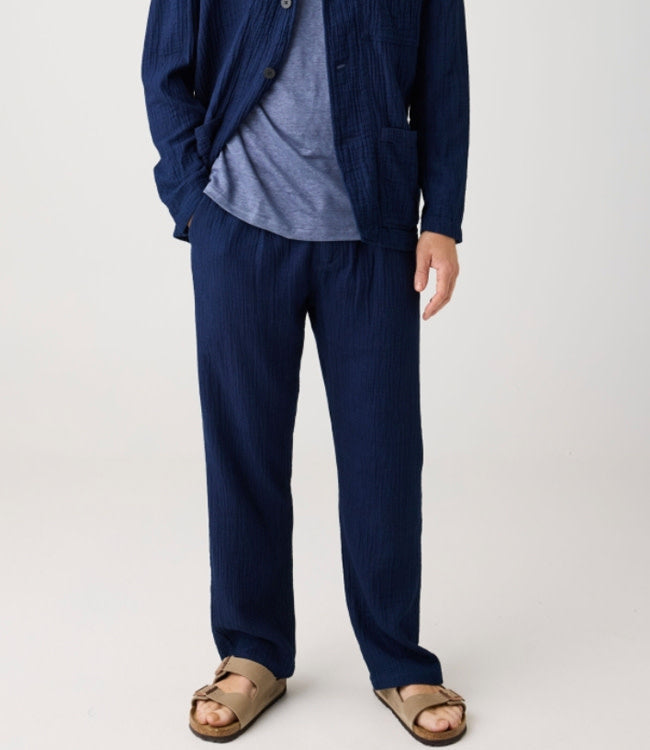 Broek van mousseline KEES NAVY 100% biologisch katoen