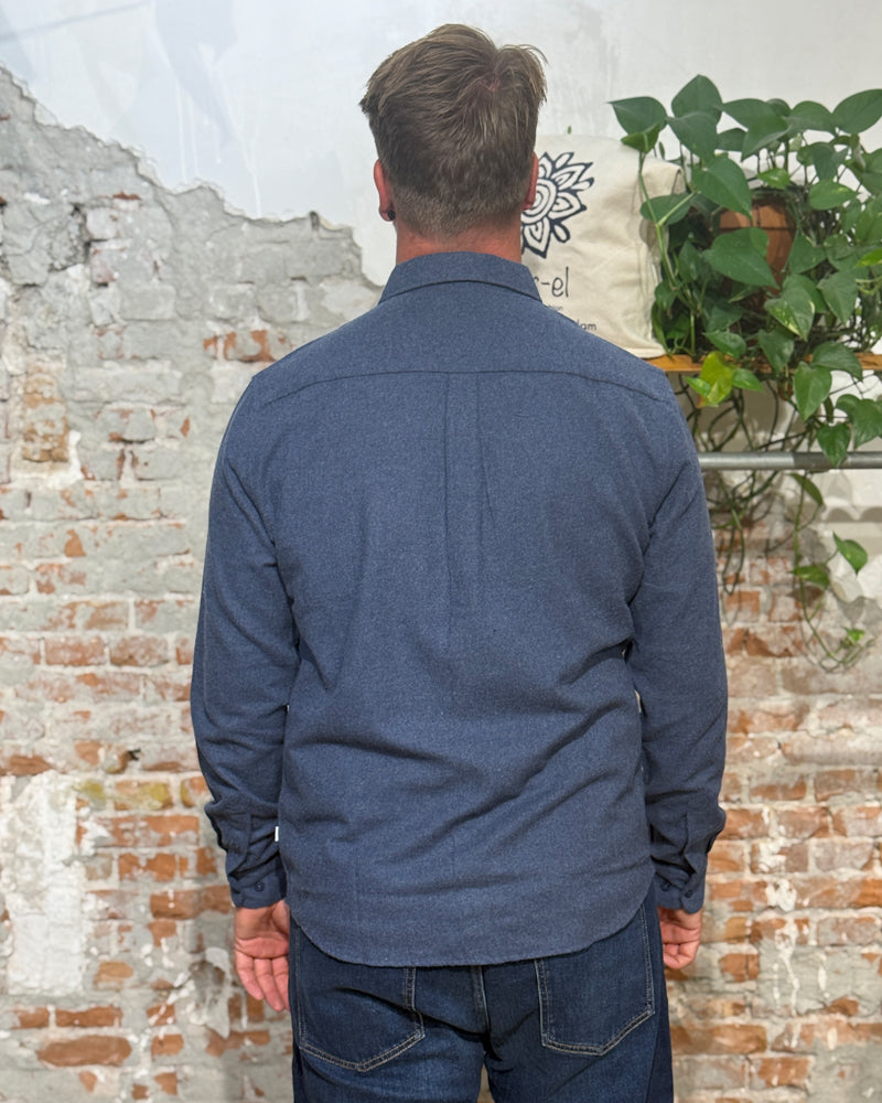 Flanellen overhemd MORTEN INDIGO biologisch katoen KCA