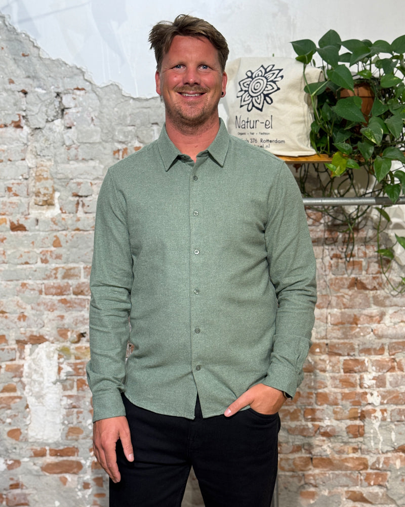 Flanellhemd MORTEN SCHOKOBRAUN Bio-Baumwolle KBA