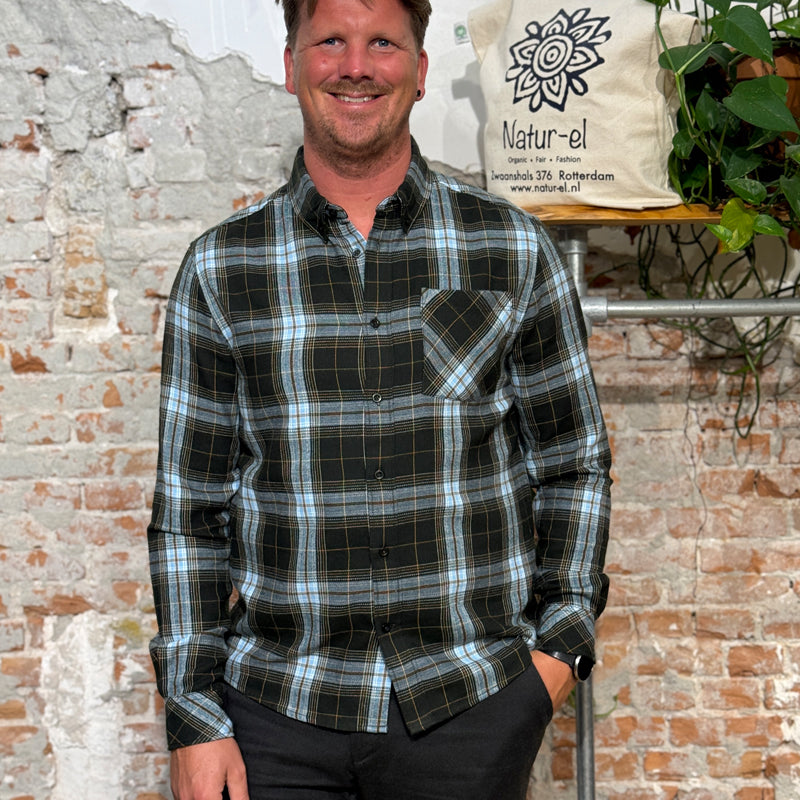 Geruit overhemd flanel JONAS GREEN biologisch katoen KCA