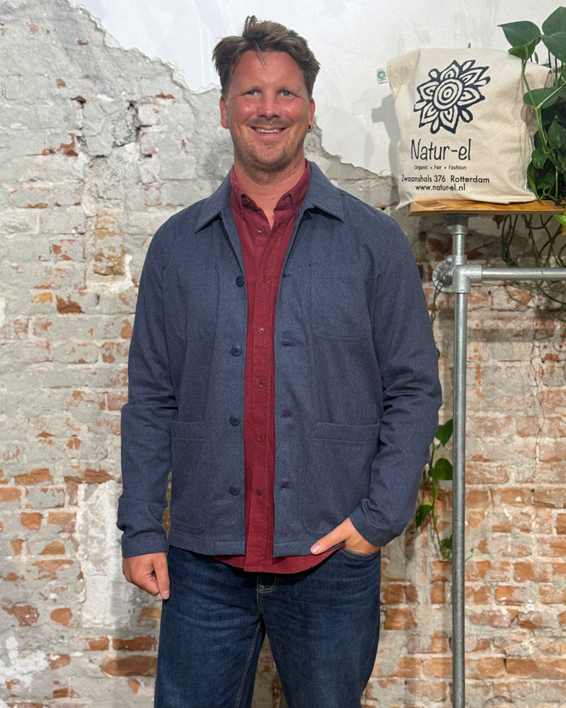 Stevig overshirt flanel HARRIE INDIGO biologisch katoen KCA