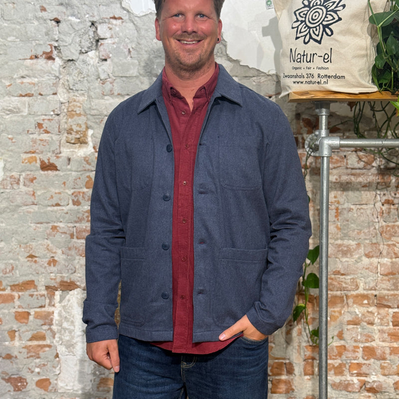 Stevig overshirt flanel HARRIE INDIGO biologisch katoen KCA