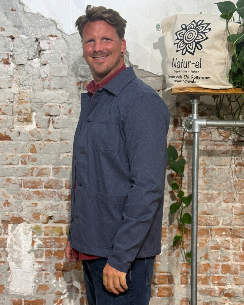 Stevig overshirt flanel HARRIE INDIGO biologisch katoen KCA
