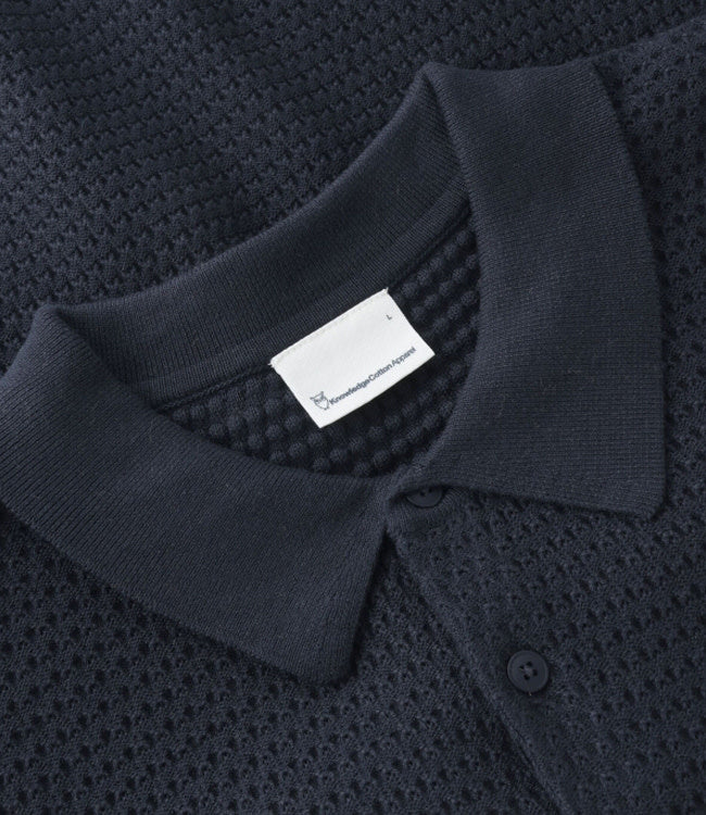 Gebreid polo shirt lange mouw met NIEK NIGHT biologisch katoen KCA