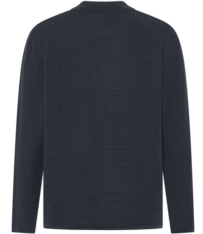 Gebreid polo shirt lange mouw met NIEK NIGHT biologisch katoen KCA