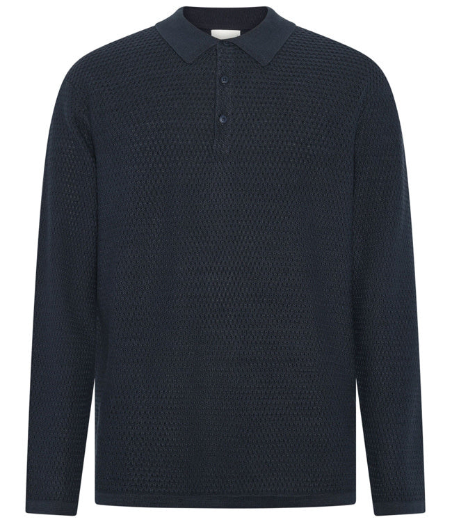 Gebreid polo shirt lange mouw met NIEK NIGHT biologisch katoen KCA