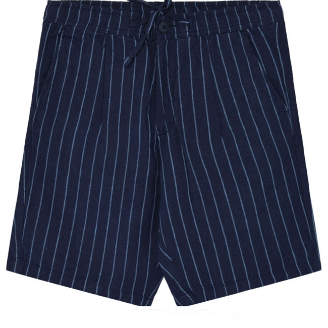!00% linnen korte broek NELIS STRIPES BLUE kca