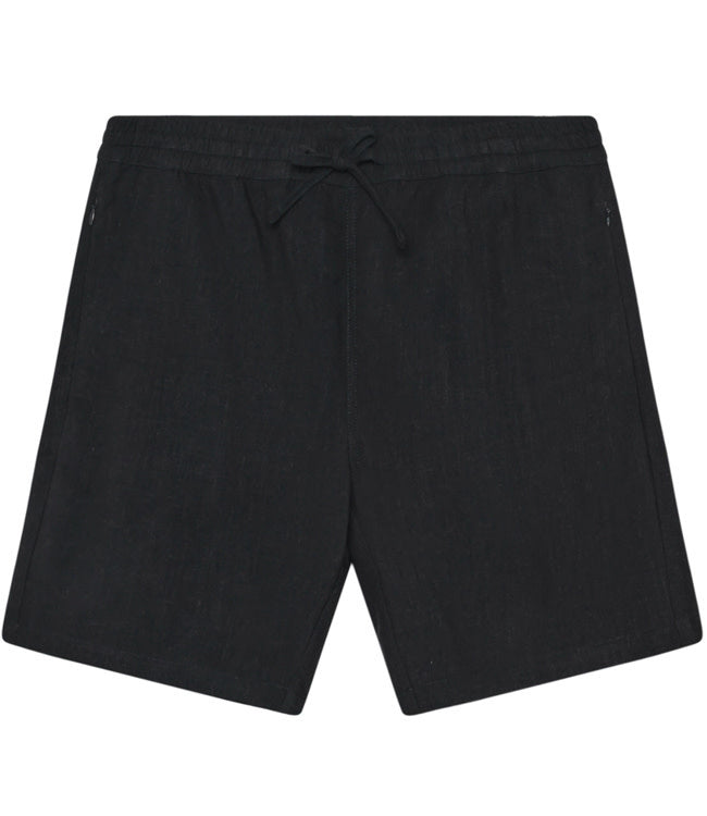 Wijde korte broek short YESSIN BLACK van linnen en tencel