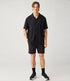 Wijde korte broek short YESSIN BLACK van linnen en tencel