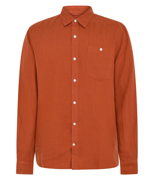linnen overhemd WAHID BRICK garment dyed KCA